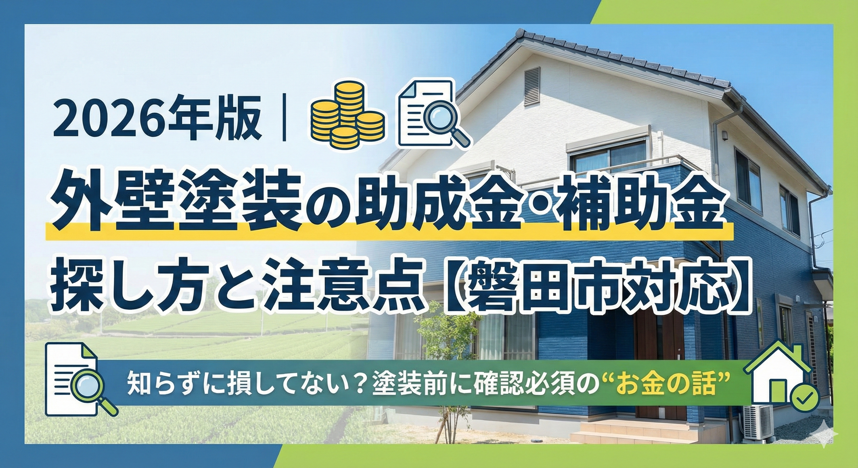 2026年版|外壁塗装の助成金・補助金の探し方と注意点【磐田市対応】