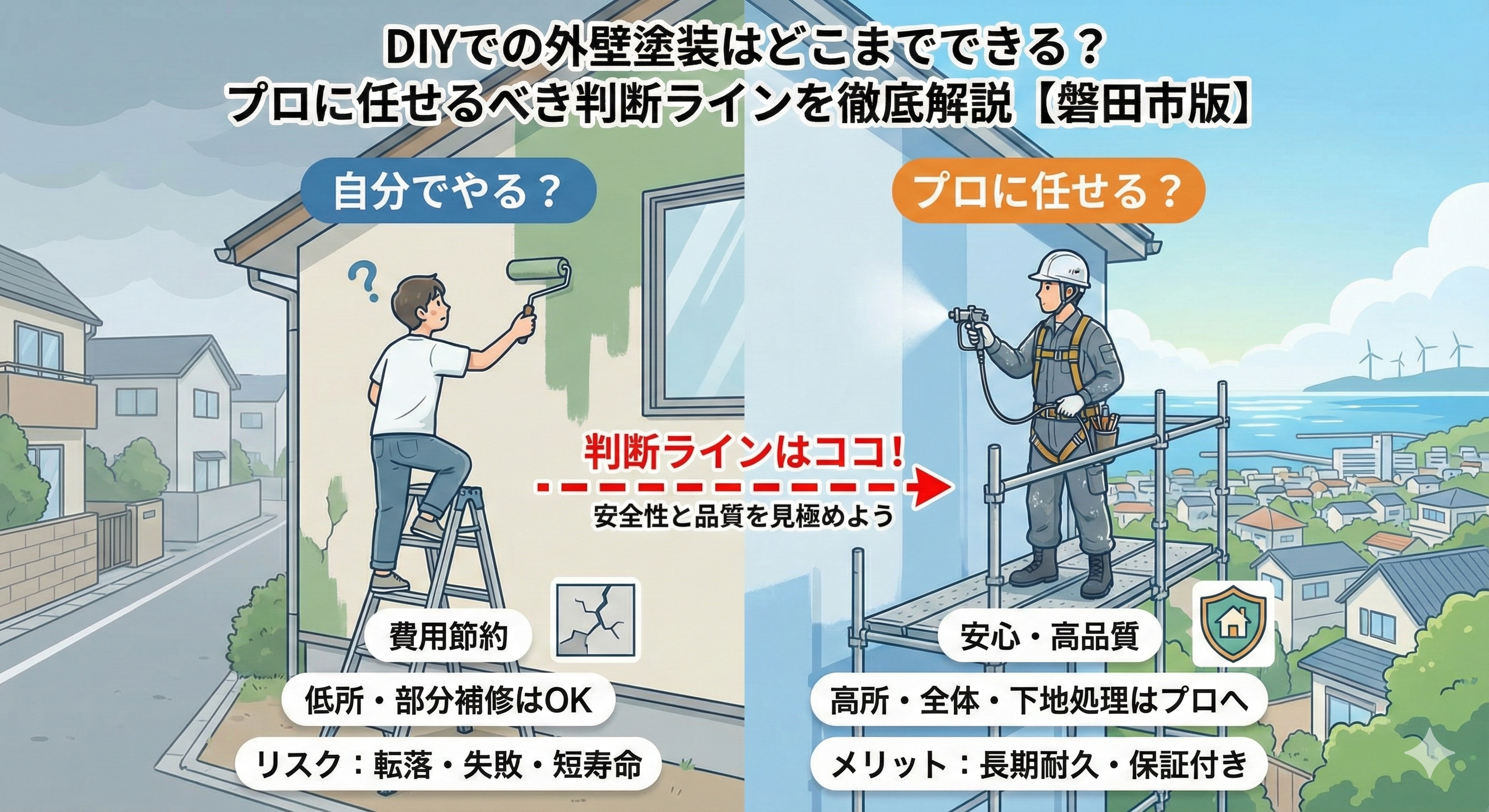 DIYでの外壁塗装はどこまでできる? プロに任せるべき判断ラインを徹底解説【磐田市版】