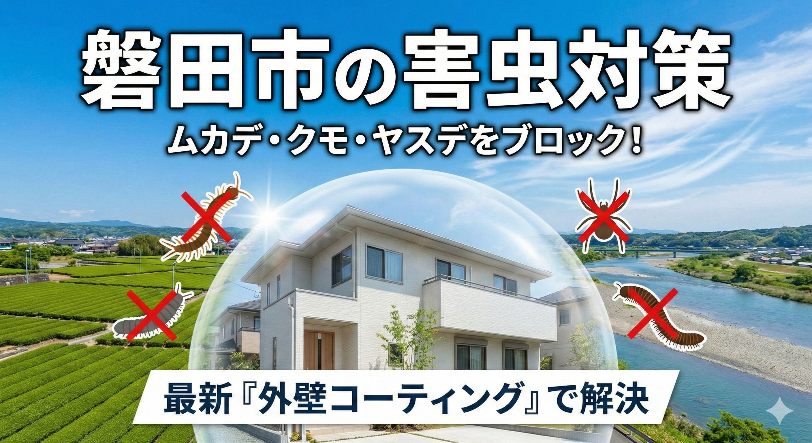 磐田市で害虫対策するなら？ムカデ・クモ・ヤスデの効果的な予防法と「外壁コーティング」の新常識
