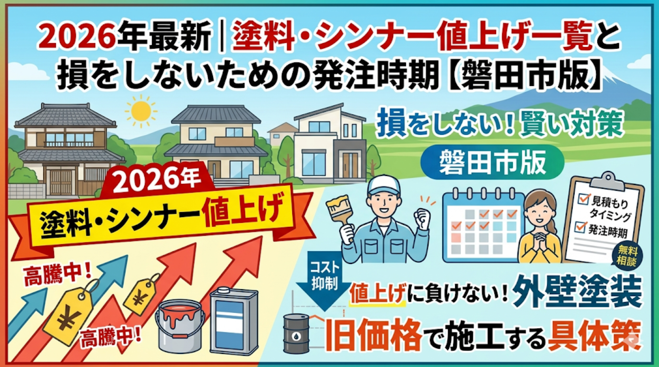 2026年最新｜塗料・シンナー値上げ一覧と損をしないための発注時期【磐田市版】