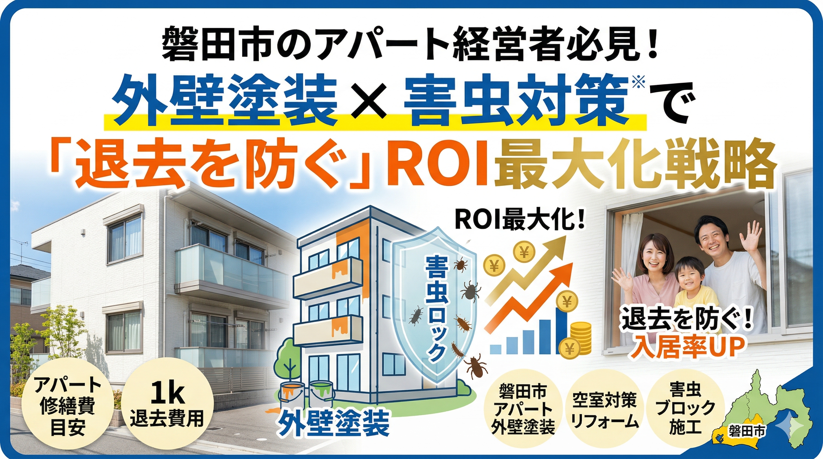 磐田市のアパート経営者必見！外壁塗装×害虫対策で「退去を防ぐ」ROI最大化戦略