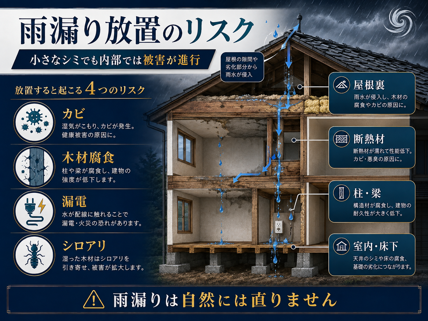 台風シーズン到来前に対策を！磐田市で雨漏り・屋根の飛散を防ぐセルフチェックと「火災保険」の基本