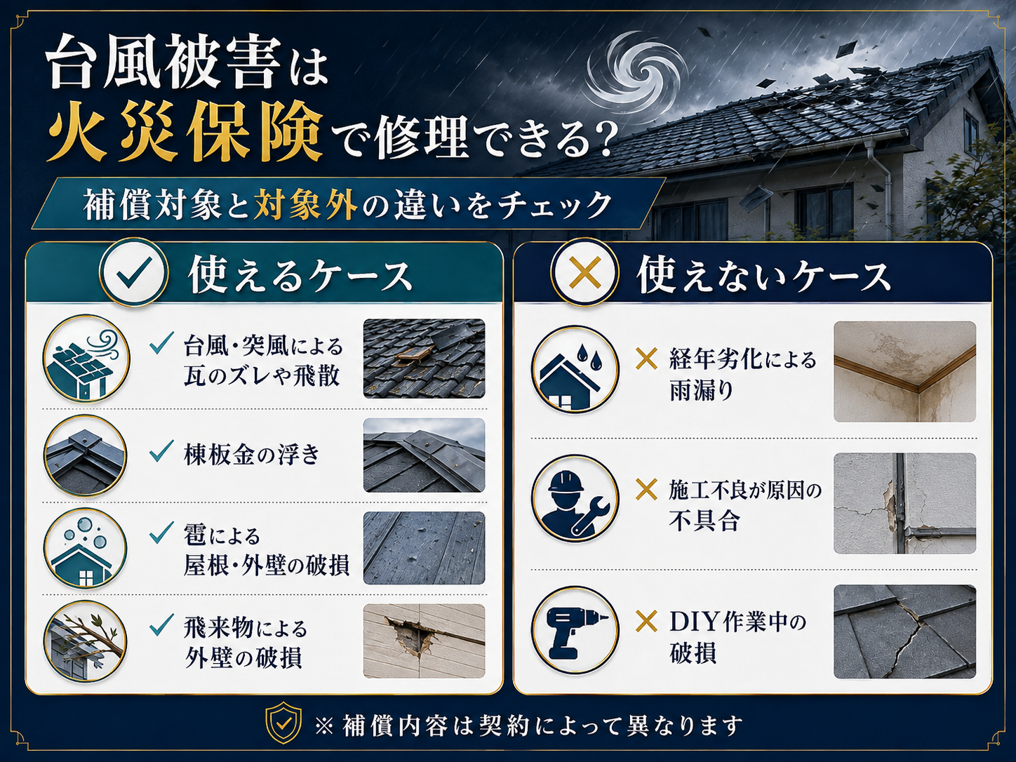 台風シーズン到来前に対策を！磐田市で雨漏り・屋根の飛散を防ぐセルフチェックと「火災保険」の基本