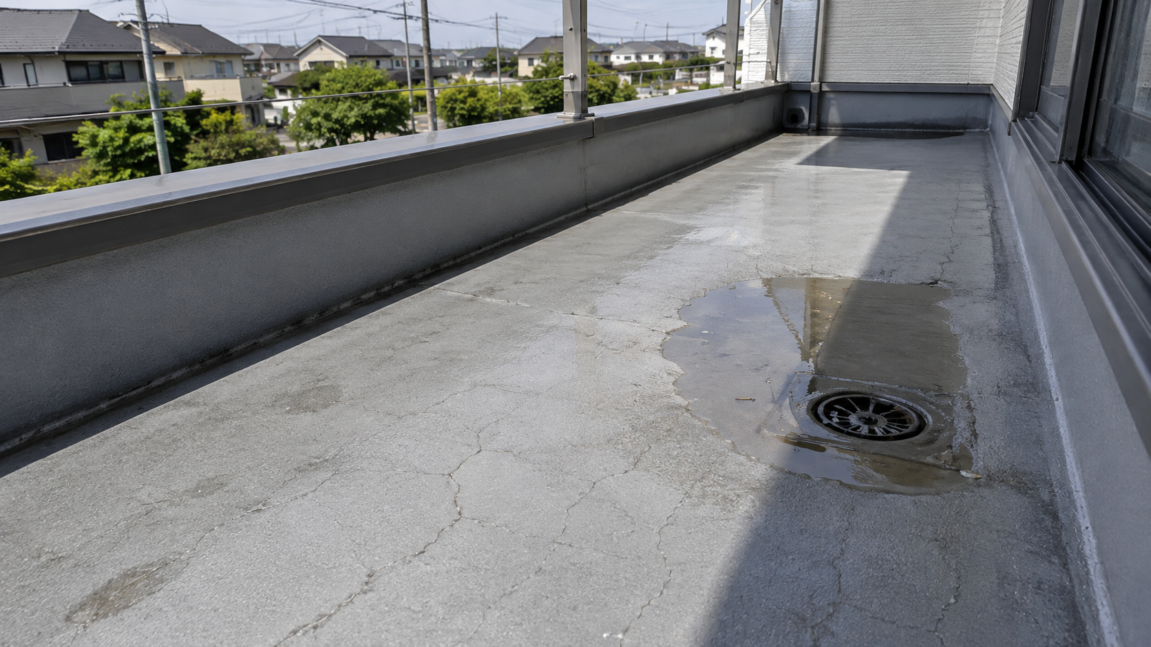 ベランダの床に水が溜まる・ヒビがあるのは雨漏りのサイン？FRP・ウレタン防水工事の費用相場と長持ちのコツ