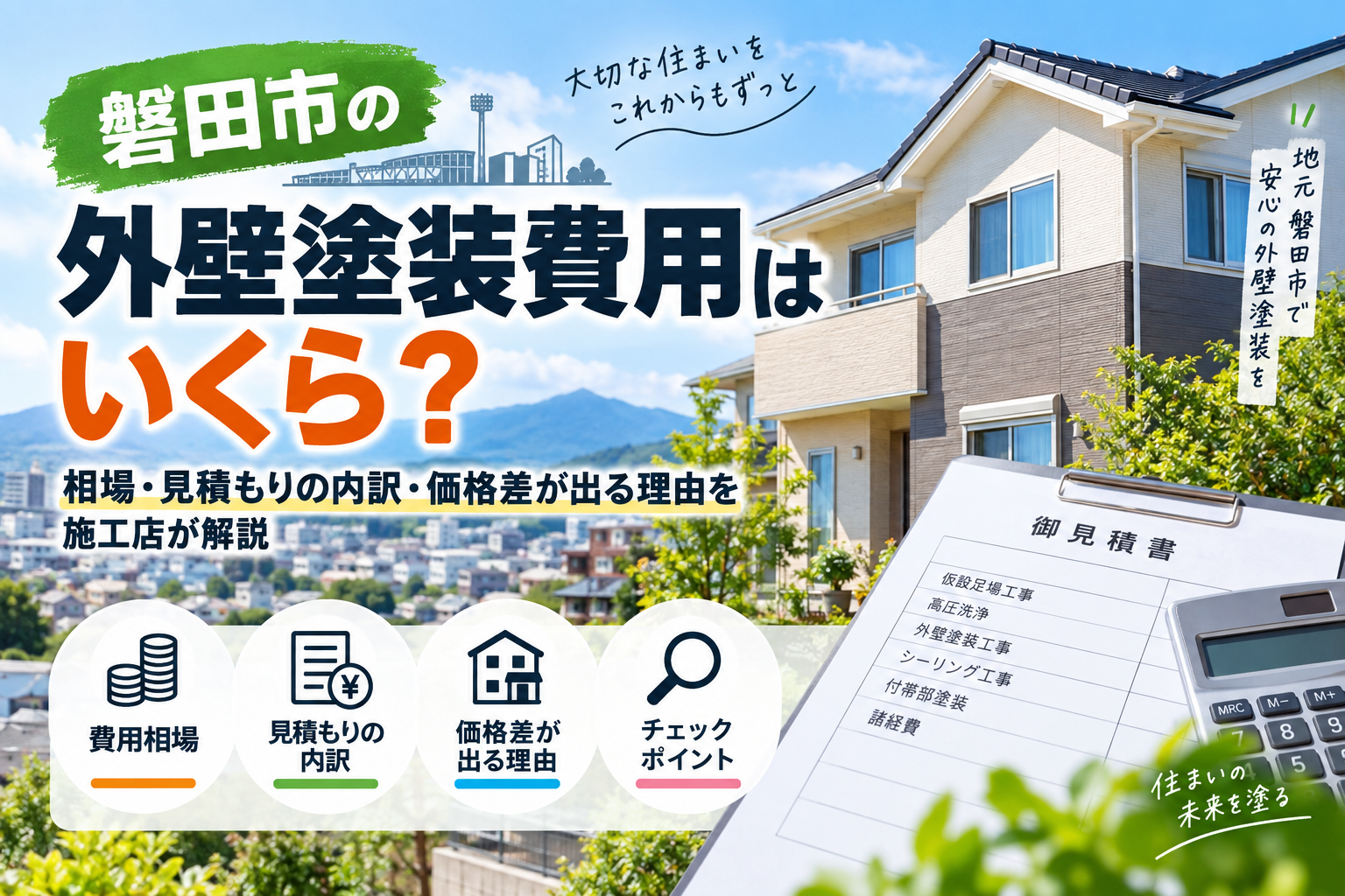 磐田市の外壁塗装費用はいくら?相場・見積内訳・価格差が出る理由を施工店が解説