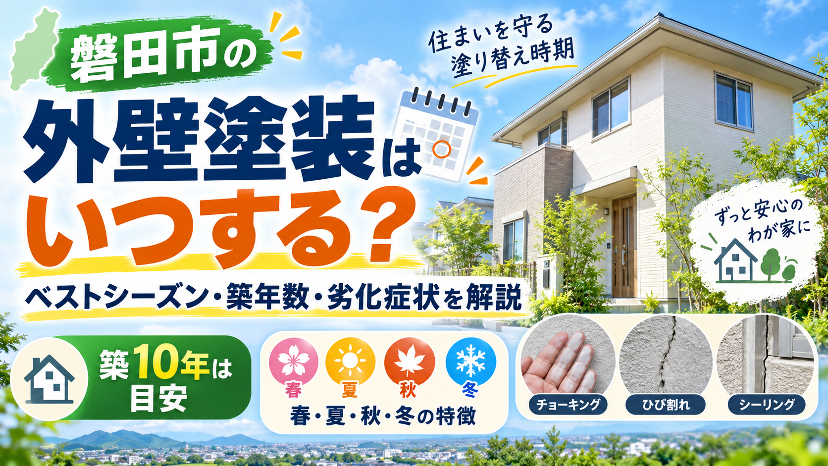 外壁塗装はいつする？磐田市のベストシーズン・築年数・劣化症状を解説